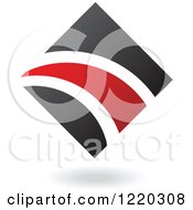Clipart Of A Black And Red Abstract Diamond Royalty Free Vector Illustration