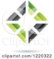 Poster, Art Print Of 3d Black And Green Abstract Diamond