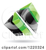 Poster, Art Print Of 3d Abstract Green And Black Logo