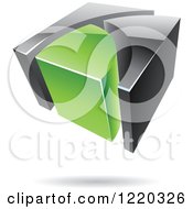 Poster, Art Print Of 3d Abstract Green And Black Logo 3