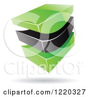 Poster, Art Print Of 3d Abstract Green And Black Logo 2