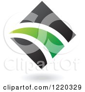 Clipart Of A Black And Green Abstract Diamond 2 Royalty Free Vector Illustration