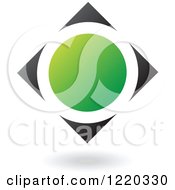 Clipart Of A Black And Green Abstract Diamond 3 Royalty Free Vector Illustration