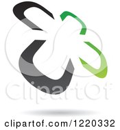 Clipart Of A Floating Green And Black Windmill Icon Royalty Free Vector Illustration