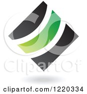 Clipart Of A Black And Green Abstract Diamond 7 Royalty Free Vector Illustration