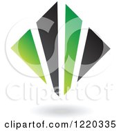 Clipart Of A Black And Green Abstract Diamond 5 Royalty Free Vector Illustration