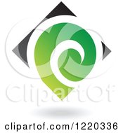 Clipart Of A Black And Green Abstract Diamond 6 Royalty Free Vector Illustration