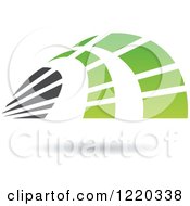 Clipart Of A Floating Green And Black Abstract Icon Royalty Free Vector Illustration