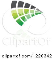 Clipart Of A Floating Green And Black Abstract Icon 2 Royalty Free Vector Illustration