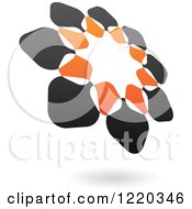 Clipart Of A Floating Black And Orange Abstract Ring Icon 5 Royalty Free Vector Illustration