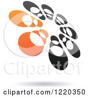 Clipart Of A Floating Black And Orange Abstract Ring Icon 6 Royalty Free Vector Illustration