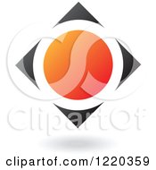 Clipart Of A Black And Orange Abstract Diamond 2 Royalty Free Vector Illustration