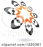 Clipart Of A Floating Black And Orange Abstract Ring Icon 2 Royalty Free Vector Illustration