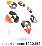 Clipart Of A Floating Black And Orange Abstract Ring Icon 4 Royalty Free Vector Illustration