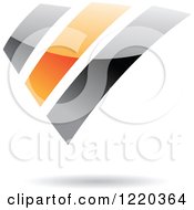 Clipart Of A Floating Black And Orange Abstract Icon 2 Royalty Free Vector Illustration