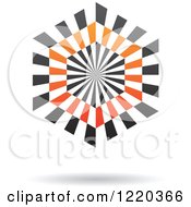 Clipart Of A Floating Black And Orange Ray Hexagon Icon Royalty Free Vector Illustration