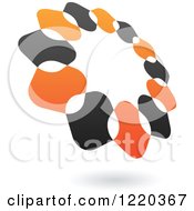 Clipart Of A Floating Black And Orange Abstract Ring Icon 3 Royalty Free Vector Illustration
