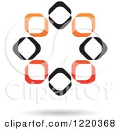 Clipart Of A Floating Black And Orange Abstract Ring Icon 9 Royalty Free Vector Illustration