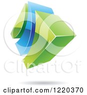 Clipart Of A 3d Green And Blue Abstract Icon 3 Royalty Free Vector Illustration