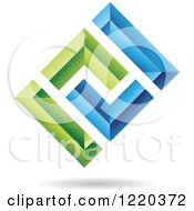 Clipart Of A 3d Green And Blue Abstract Icon Royalty Free Vector Illustration