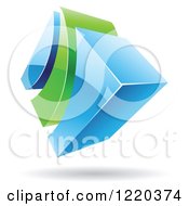 Poster, Art Print Of 3d Green And Blue Abstract Icon 4