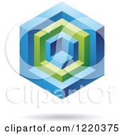 Clipart Of A 3d Green And Blue Cube Icon Royalty Free Vector Illustration