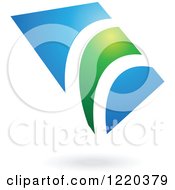 Clipart Of A Green And Blue Abstract Icon 4 Royalty Free Vector Illustration