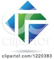 Clipart Of A Green And Blue Diamond Icon 3 Royalty Free Vector Illustration