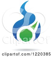Clipart Of A Green And Blue Abstract Flame Or Droplet Icon 2 Royalty Free Vector Illustration