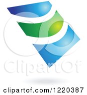 Clipart Of A Green And Blue Abstract Icon 3 Royalty Free Vector Illustration