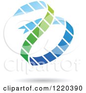 Clipart Of A Green And Blue Ribbon Icon Royalty Free Vector Illustration