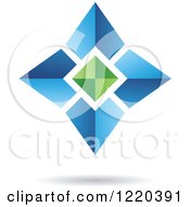 Poster, Art Print Of 3d Green And Blue Star Icon