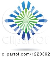 Clipart Of A Green And Blue Ray Diamond Icon Royalty Free Vector Illustration