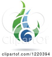Clipart Of A Green And Blue Abstract Flame Or Droplet Icon Royalty Free Vector Illustration by cidepix