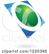 Clipart Of A Green And Blue Abstract Icon 5 Royalty Free Vector Illustration