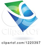 Clipart Of A Green And Blue Abstract Icon Royalty Free Vector Illustration