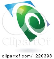 Clipart Of A Green And Blue Abstract Icon 7 Royalty Free Vector Illustration