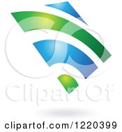 Clipart Of A Green And Blue Abstract Icon 2 Royalty Free Vector Illustration
