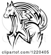 Poster, Art Print Of Black And White Running Tribal Horse