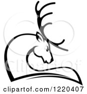Clipart Of A Black And White Deer With Antlers 3 Royalty Free Vector Illustration