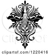 Clipart Of A Black And White Floral Damask Design 4 Royalty Free Vector Illustration