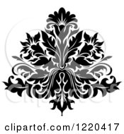 Clipart Of A Black And White Floral Damask Design 5 Royalty Free Vector Illustration