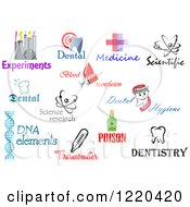Clipart Of Medical Science And Dental Designs And Text 2 Royalty Free Vector Illustration
