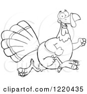 Poster, Art Print Of Outlined Happy Thanksgiving Turkey Bird Running