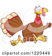Poster, Art Print Of Happy Thanksgiving Turkey Bird Running