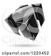 Clipart Of A 3d Grayscale Abstract Button Logo Royalty Free Vector Illustration