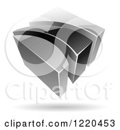 Clipart Of A 3d Abstract Grayscale Logo 2 Royalty Free Vector Illustration