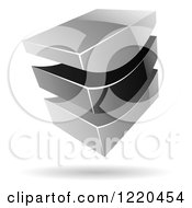 Clipart Of A 3d Abstract Grayscale Logo Royalty Free Vector Illustration