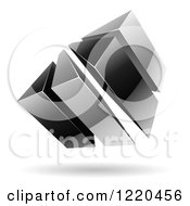 Clipart Of A 3d Abstract Grayscale Logo 3 Royalty Free Vector Illustration