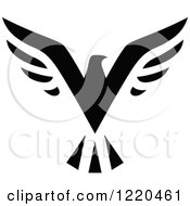 Clipart Of A Black And White Flying Eagle 2 Royalty Free Vector Illustration by cidepix